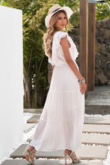 Robe midi Rachel texturée à découpes - Blanche 