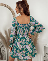 Oh She Glows Floral Ruched Mini Dress