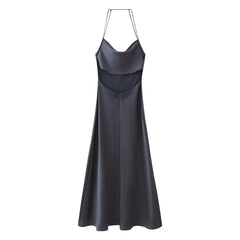 Love Letter Satin Cowl Neck Maxi Dress - Black