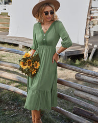 Robe longue bohème en satin Yunay - Sauge 