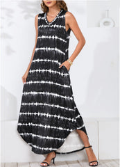 Robe longue Powell rayée ajustable - Noire 