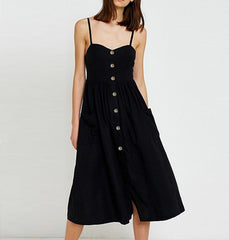 Robe longue à poches en lin mélangé Grapevine - Noire