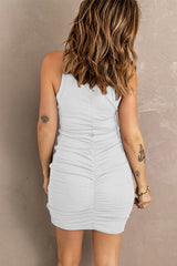 Robe midi en maille côtelée ajourée Holly - Avoine 