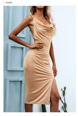 Robe longue en satin Night To Remember - Taupe 