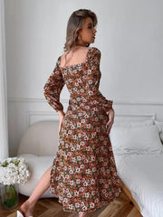 Robe longue Zolie à smocks et imprimé floral scintillant 