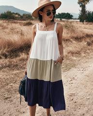 Robe midi à volants en coton colorblock Rexy 