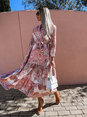 Robe midi imprimée à volants Katerina - VENTE FINALE 