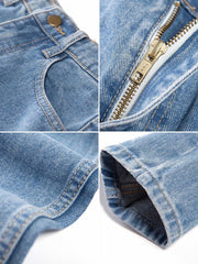 KittenAlarm - Pantalon harem vintage, jean taille haute, jean boyfriend femme, jean mom long, pantalon en denim style cowboy, Vaqueros Mujer