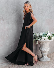 Robe longue asymétrique Strike A Pose - Noire 