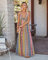 PRÉCOMMANDE - Robe longue imprimée scintillante Turks + Caicos - Rose multicolore