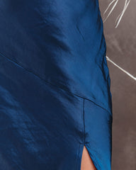 Robe nuisette midi en satin All For You - Bleu marine 