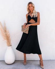 Robe midi Anaya à découpes - Noire - VENTE FINALE