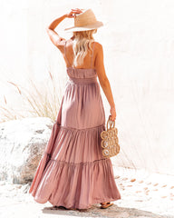 Robe longue à poches et découpes April Rain - Mauve poudré 