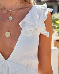 Robe longue à volants fleuris Arvilla - Blanc cassé