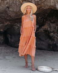 Robe midi à volants et poches Ballard en mélange de coton - Papaye 