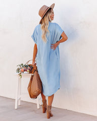 Robe midi boutonnée Briley en Tencel à poches - Chambray 