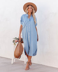 Robe midi boutonnée Briley en Tencel à poches - Chambray 