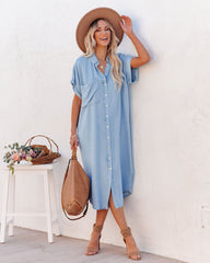 Robe midi boutonnée Briley en Tencel à poches - Chambray 