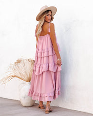 Robe midi à volants et franges Brisbane - Mauve 