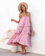 Robe midi à volants et franges Brisbane - Mauve 