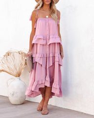 Robe midi à volants et franges Brisbane - Mauve 