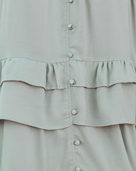 Robe midi à volants et franges Brisbane - Sauge 