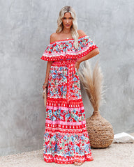 Robe maxi à épaules dénudées Flora Farms