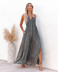 Robe longue dos nu imprimée à poches Gael