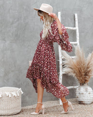 Robe midi asymétrique à fleurs Hailey 
