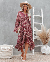 Robe midi asymétrique à fleurs Hailey 