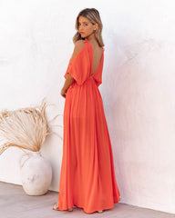 Robe longue Korrine à épaules dénudées - Corail 