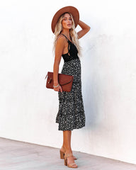 Robe midi en dentelle florale à volants Let It Be - Noire 