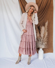 Robe midi en dentelle florale à volants Let It Be - Mauve 