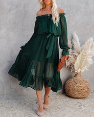 Robe midi Peacekeeper à épaules dénudées - Vert chasseur 