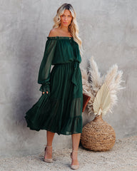 Robe midi Peacekeeper à épaules dénudées - Vert chasseur 