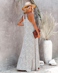 Robe maxi imprimée asymétrique à volants Walk On By